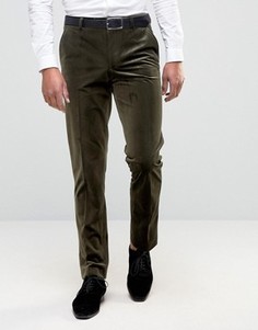 Строгие узкие брюки из бархата ASOS - Зеленый