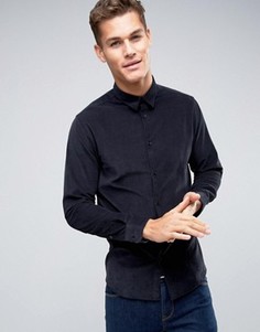 Вельветовая узкая рубашка с длинными рукавами Selected Homme - Черный