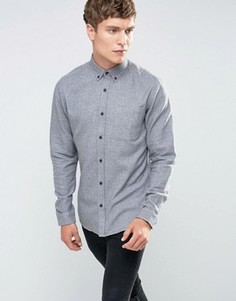 Хлопковая рубашка с начесом и контрастными манжетами Only & Sons - Серый