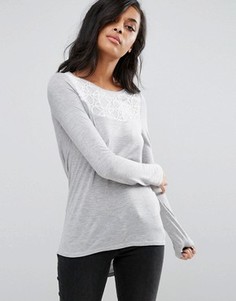 Топ с кружевной кокеткой и драпированным подолом Vero Moda - Мульти