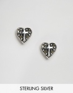 Серебряные серьги в виде сердечек с крестом ASOS - Серебряный
