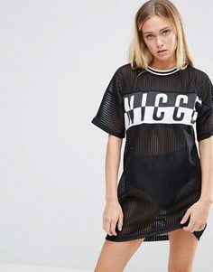 Платье-футболка с большим логотипом Nicce London - Черный