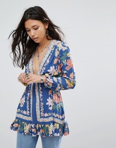 Туника с принтом Free People Violet Hill - Синий