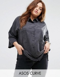 Повседневная рубашка из лиоцелла Tencel ASOS CURVE Premium - Серый