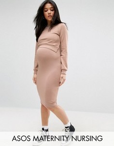 Двухслойное трикотажное платье для беременных и кормящих ASOS Maternity - Розовый