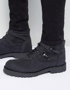 Черные замшевые ботинки на толстой подошве с ремешками ASOS - Черный