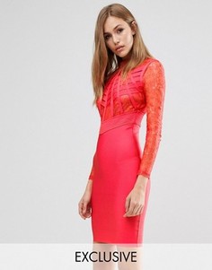 Бандажное платье с кружевом WOW Couture - Красный