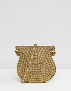 Золотистая сумка с отделкой бусинами на ремешке через плечо Park Lane - Золотой