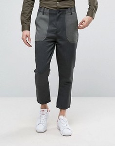 Суженые строгие брюки цвета хаки с контрастными карманами ASOS - Зеленый