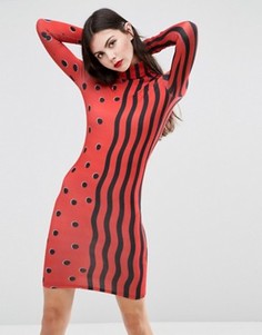 Трикотажное платье мини House Of Holland Squiggle - Красный