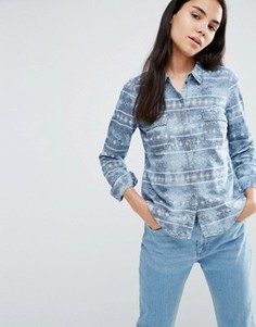 Синяя джинсовая рубашка с эффектом кислотной стирки Vero Moda Shila - Синий