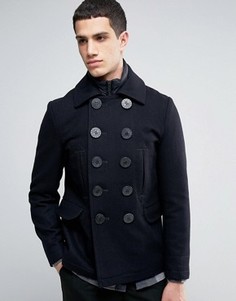 Двубортная стеганая куртка с добавлением шерсти Celio - Темно-синий