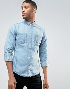 Узкая джинсовая рубашка с длинными рукавами Esprit - Синий