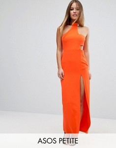 Платье макси с халтером и золотистой вставкой ASOS PETITE - Оранжевый