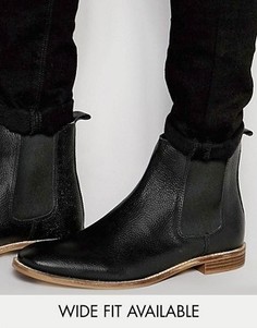 Черные ботинки-челси из зернистой кожи ASOS - Доступна модель для широкой стопы - Черный