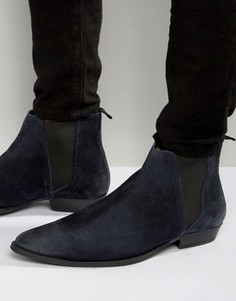 Темно-синие замшевые ботинки челси с заостренным носком ASOS - Темно-синий