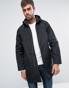 Черная длинная куртка-дождевик с капюшоном Farah - Черный