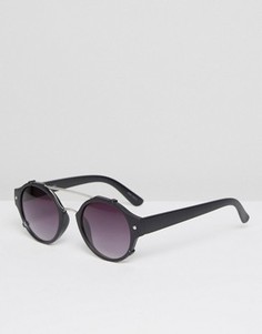 Круглые солнцезащитные очки в матовой черной оправе Quay - Черный