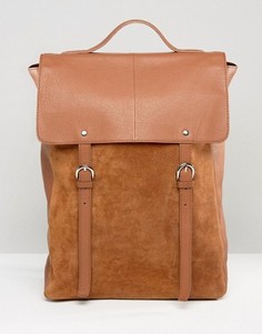 Светло-коричневый рюкзак из кожи и замши ASOS - Рыжий