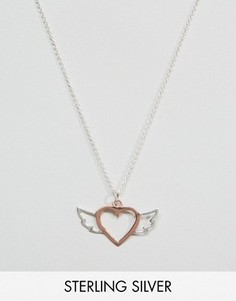 Серебряное ожерелье с крыльями и покрытым розовым золотом сердцем ASOS - Медный