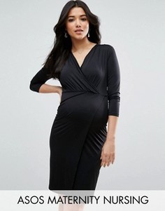 Платье мини с запахом ASOS Maternity NURSING - Черный