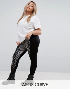 Леггинсы с сеткой и змеиным принтом ASOS CURVE - Мульти