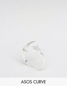 Серебряное кольцо с луной и звездой ASOS CURVE - Серебряный