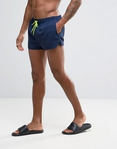 Суперкороткие шорты для плавания с неоновым шнурком ASOS - Синий