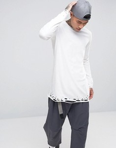 Супердлинный лонгслив с потрепанной кромкой ASOS - Белый