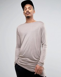 Супердлинный бамбуковый лонгслив с драпированным краем ASOS - Бежевый