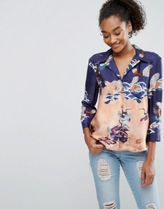 Блузка в пижамном стиле с принтом птиц ASOS Premium - Мульти