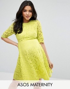 Короткое приталенное платье из кружева для беременных ASOS Maternity - Желтый