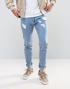 Рваные облегающие джинсы ASOS - Синий