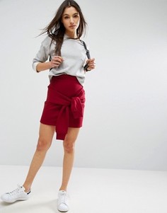 Трикотажная мини-юбка с завязкой ASOS - Красный