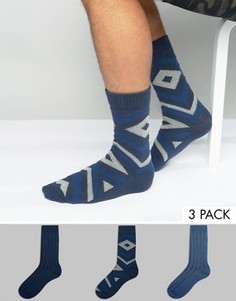 3 пары теплых носков ASOS - Синий