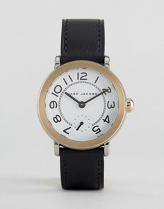Часы с золотистым безелем и черным кожаным ремешком Marc Jacobs MJ1514 Riley - Черный