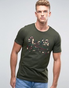 Футболка хаки с камуфляжным принтом логотипа Jack and Jones - Зеленый
