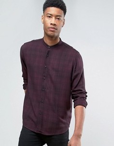 Oversize-рубашка из вискозы в клетку с воротником на пуговицах ASOS - Красный