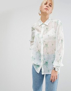 Полупрозрачная блузка с цветочным принтом Sportmax Code - Белый