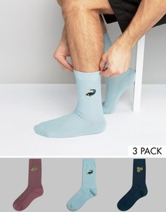 3 пары вафельных носков с вышивкой ASOS - Мульти