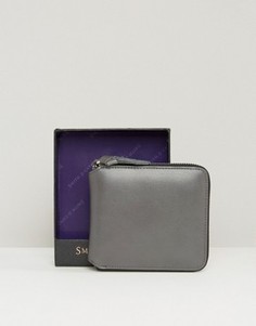 Кожаный бумажник на молнии Smith and Canova - Серый