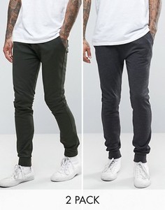 2 пары суперузких джоггеров (хаки, темно-серые) ASOS - СКИДКА - Мульти