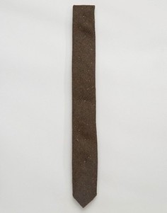 Узкий галстук с добавлением шерсти и необработанными краями ASOS - Коричневый