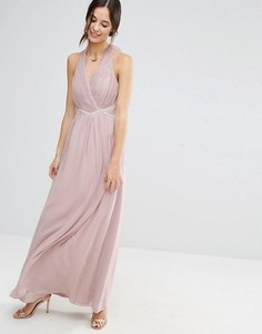 Платье макси с халтером и отделкой на талии Liquorish - Розовый