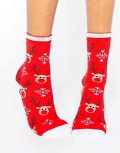 Новогодние носки с оленями 7X - Мульти