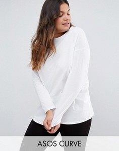 Oversize-футболка с длинными рукавами ASOS CURVE Ultimate - Белый