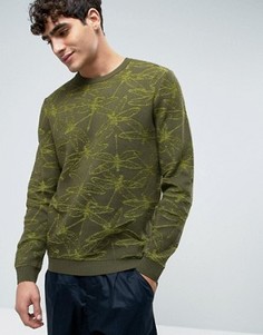 Джемпер с круглым вырезом и сплошным принтом стрекоз ASOS - Зеленый