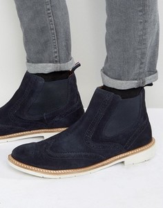 Замшевые ботинки с перфорацией в стиле броги Tommy Hilfiger Metro - Темно-синий