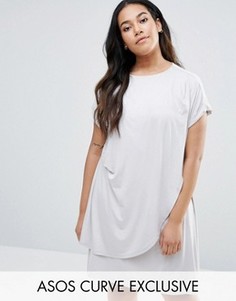 Платье-футболка миди с драпировкой ASOS CURVE - Серый