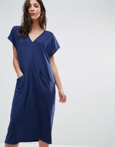 Цельнокройное платье миди с V-образным вырезом Traffic People - Синий
